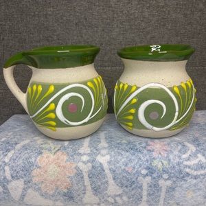 Authentic Mexican hand made coffee mugs set of 2 - jarritos de barro